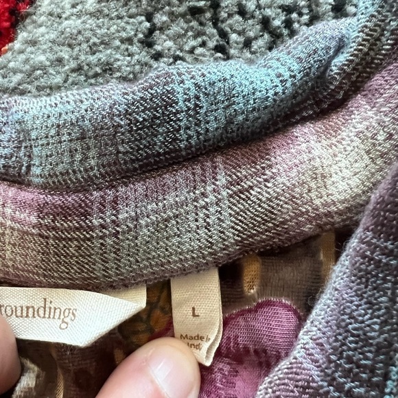 Soft Surroundings Rosebay Embroidered Velvet Floral Plaid Shirt - Picture 4 of 5